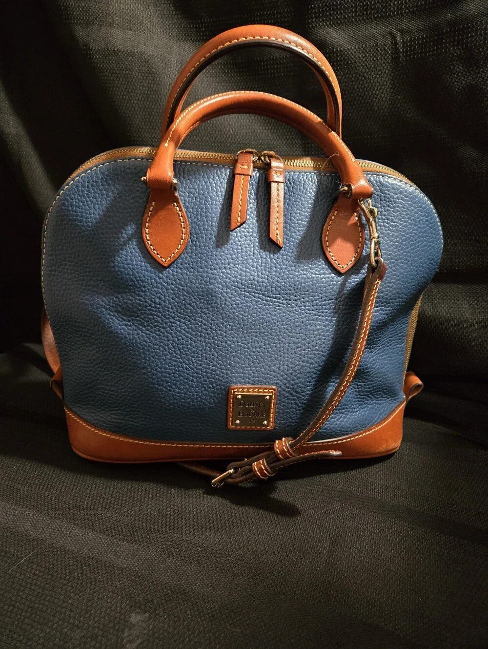 Dooney & Bourke Blue Leather Zip Zip Satchel EUC